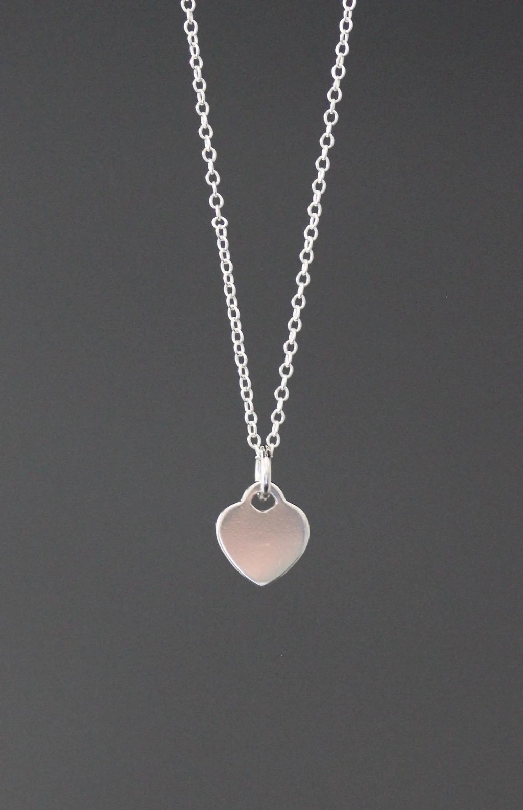 Small Silver Heart Tag Charm Necklace