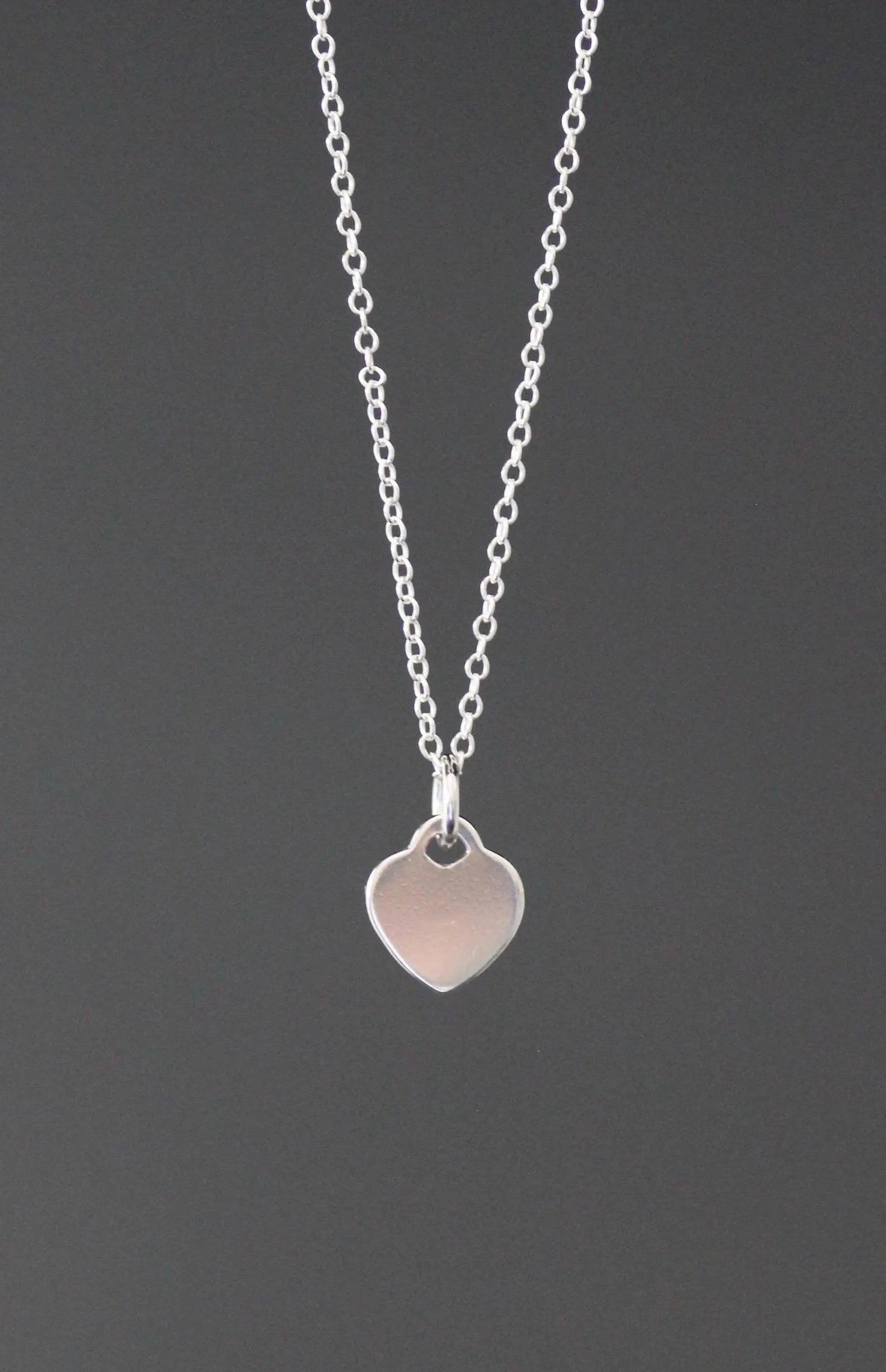 Small Silver Heart Tag Charm Necklace