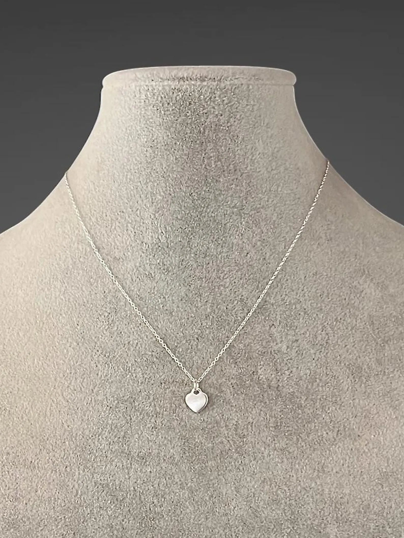 Small Silver Heart Tag Charm Necklace