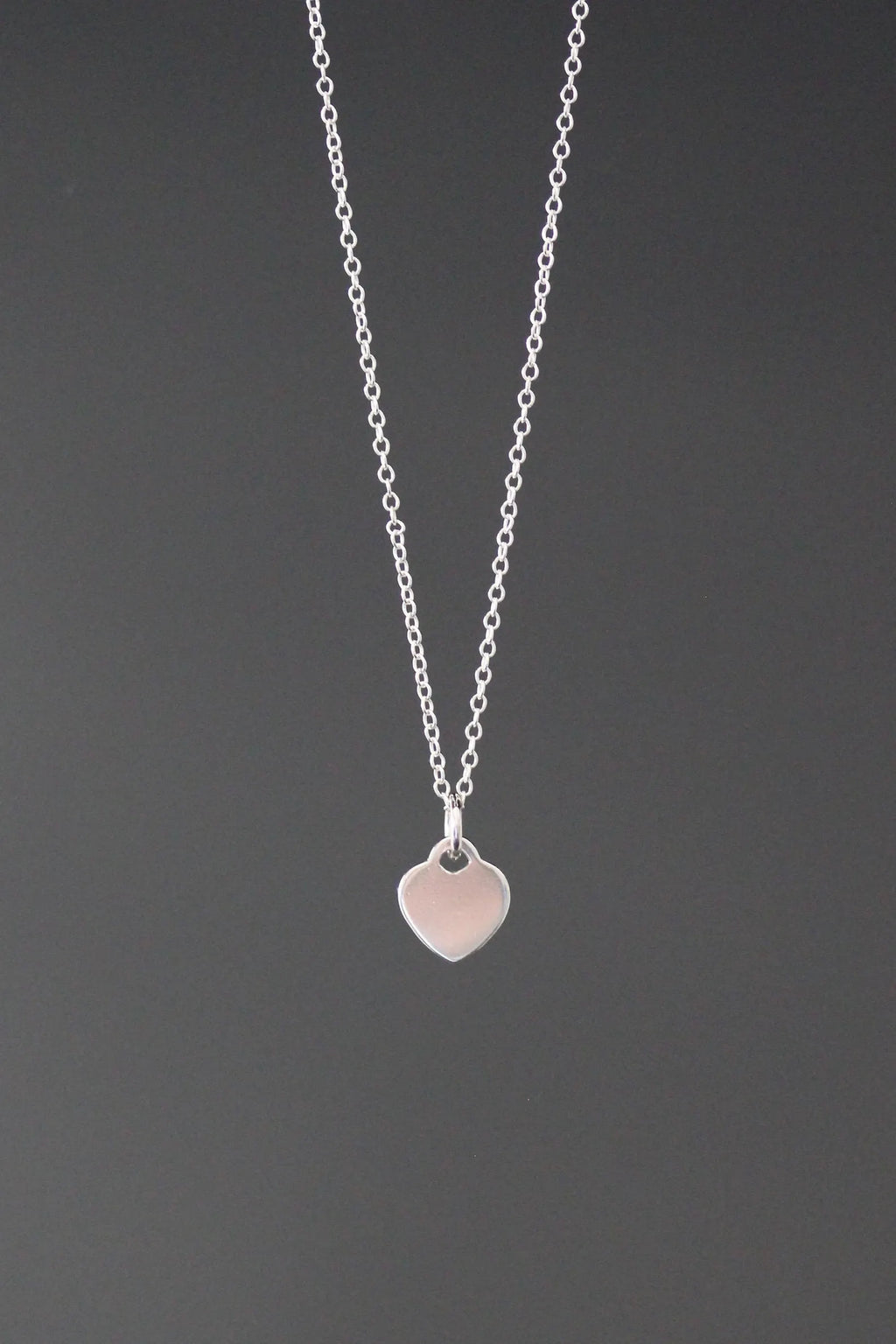 Small Silver Heart Tag Charm Necklace