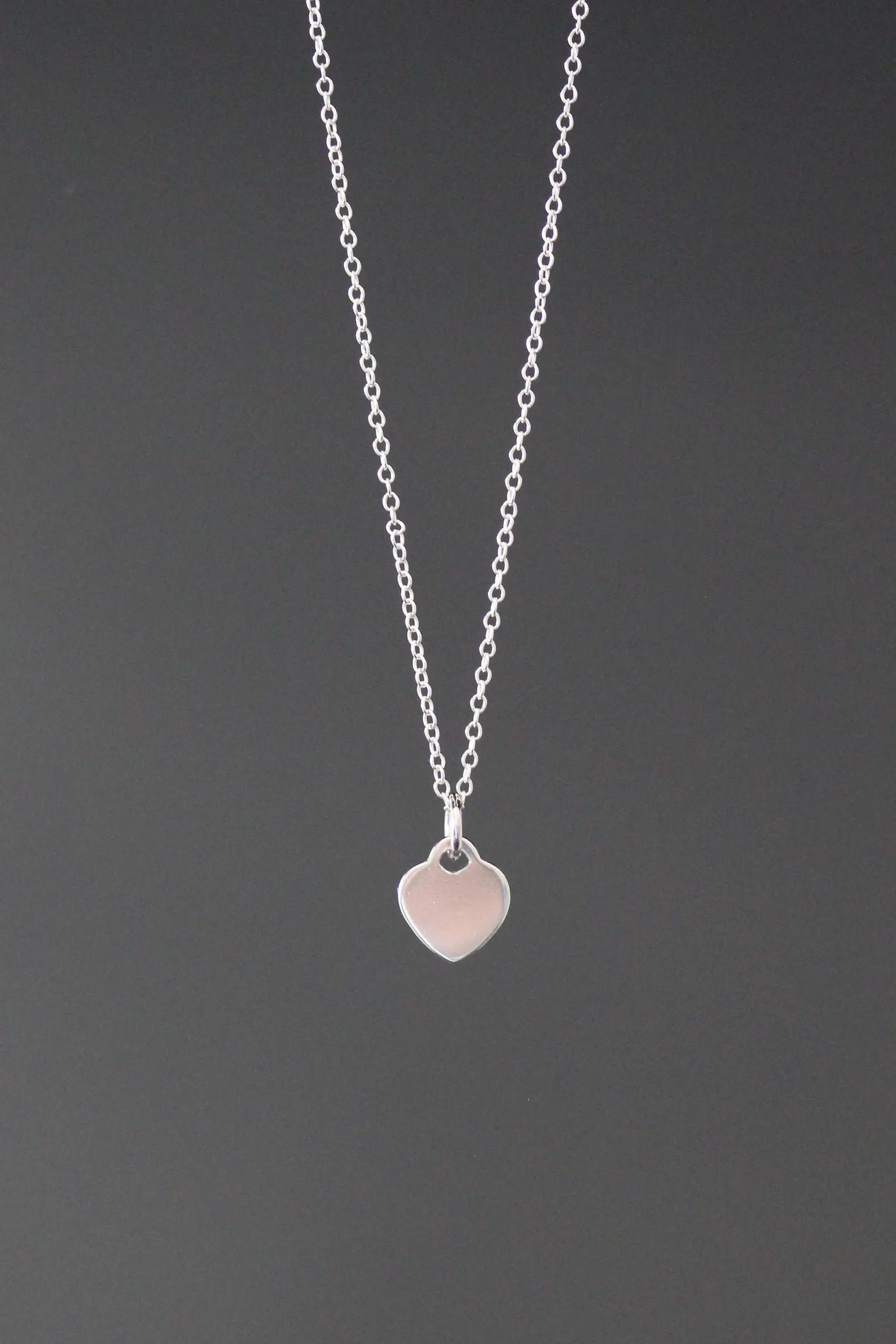 Small Silver Heart Tag Charm Necklace