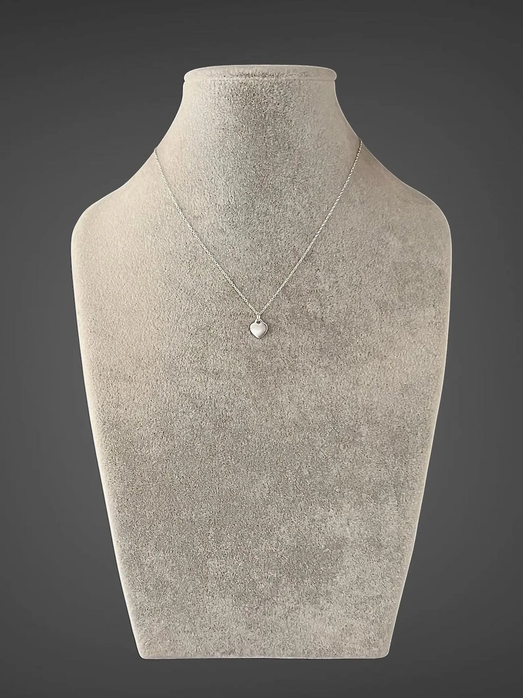 Small Silver Heart Tag Charm Necklace
