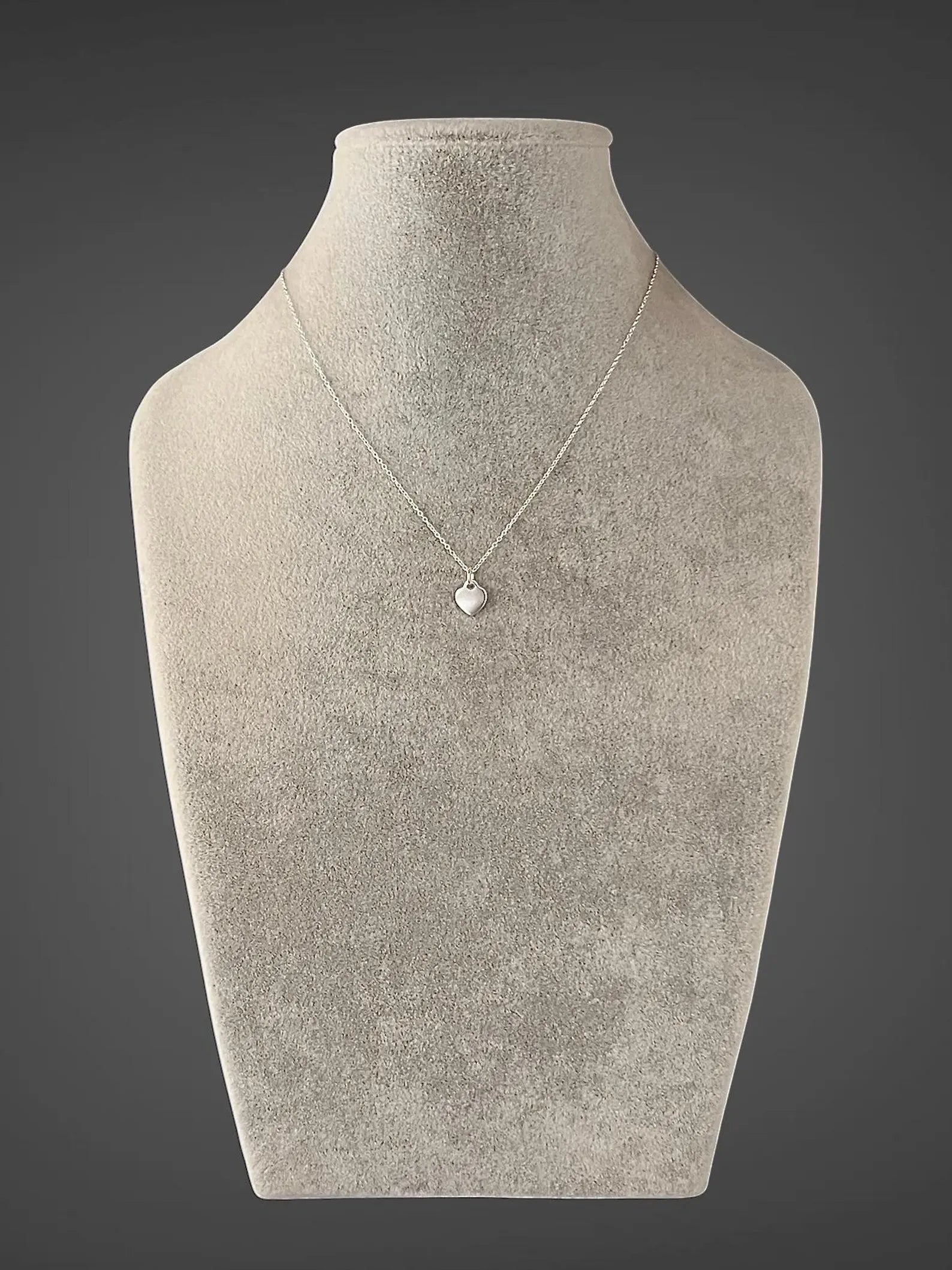 Small Silver Heart Tag Charm Necklace