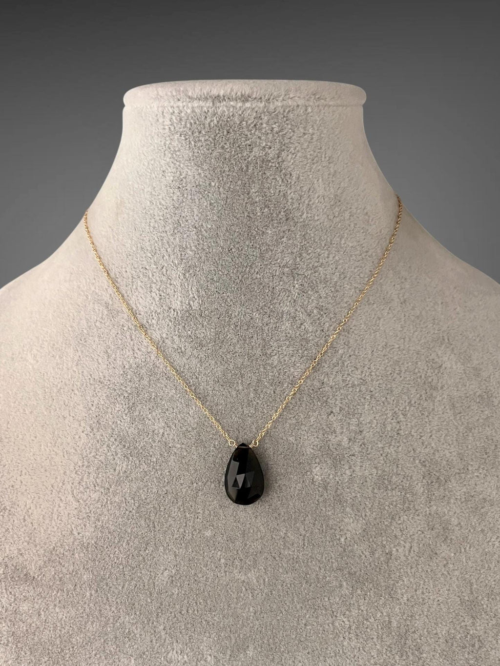 Brown Smokey Quartz Teardrop Pendant Necklace on 14k Gold Filled Chain
