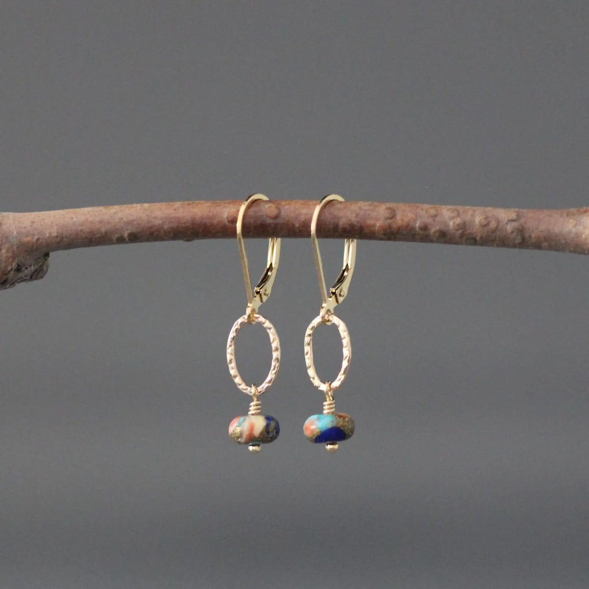 Spiny Oyster Turquoise and Lapis Jewelry Set on Gold Filled Chain