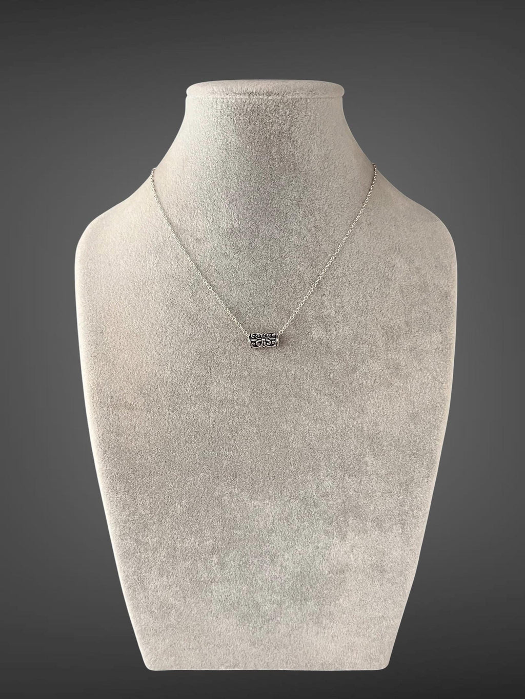 Bali Silver Bead Pendant Necklace on Sterling Silver Chain